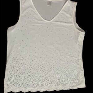 White Sleeveless Eyelet Tank Top